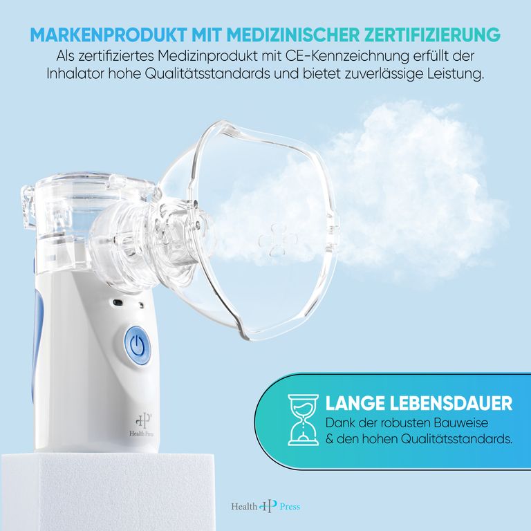 shopapotheke Health Press® Inhalationsgerät – Tragbarer Reisetauglicher Inhalator für Erwachsene & Kinder 50% Rabatt für begrenzte Zeit