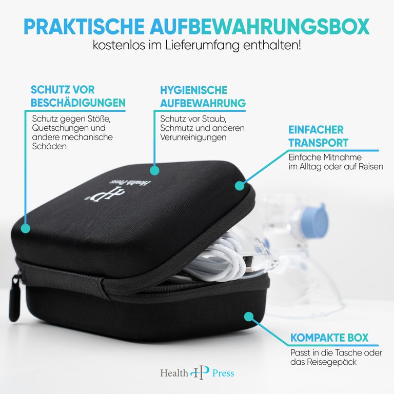 shopapotheke Health Press® Inhalationsgerät – Tragbarer Reisetauglicher Inhalator für Erwachsene & Kinder 50% Rabatt für begrenzte Zeit