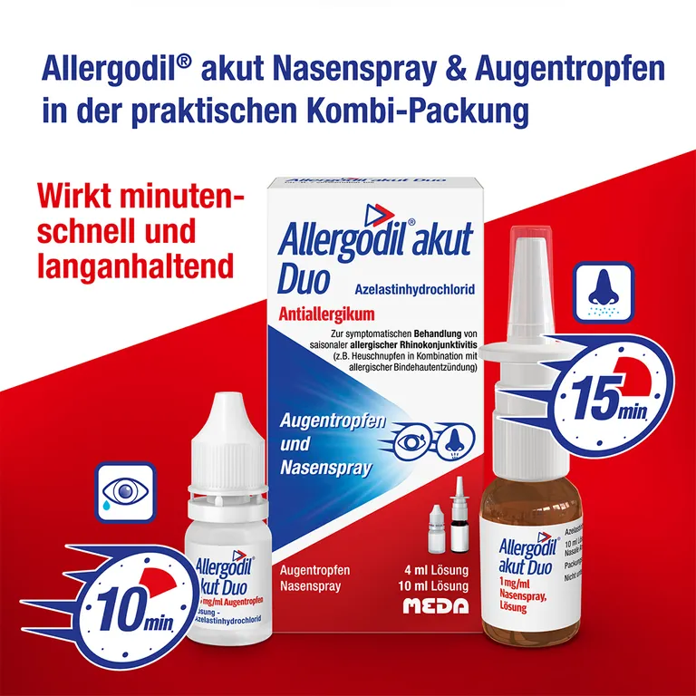 shopapotheke Allergodil® akut Duo: Allergie Kombipack mit Nasenspray (10 ml) und Augentropfen (4 ml) Antiallergikum mit Azelastinhydrochlorid - Jetzt 10% mit dem Code cooper10 sparen* Clearance-Verkauf