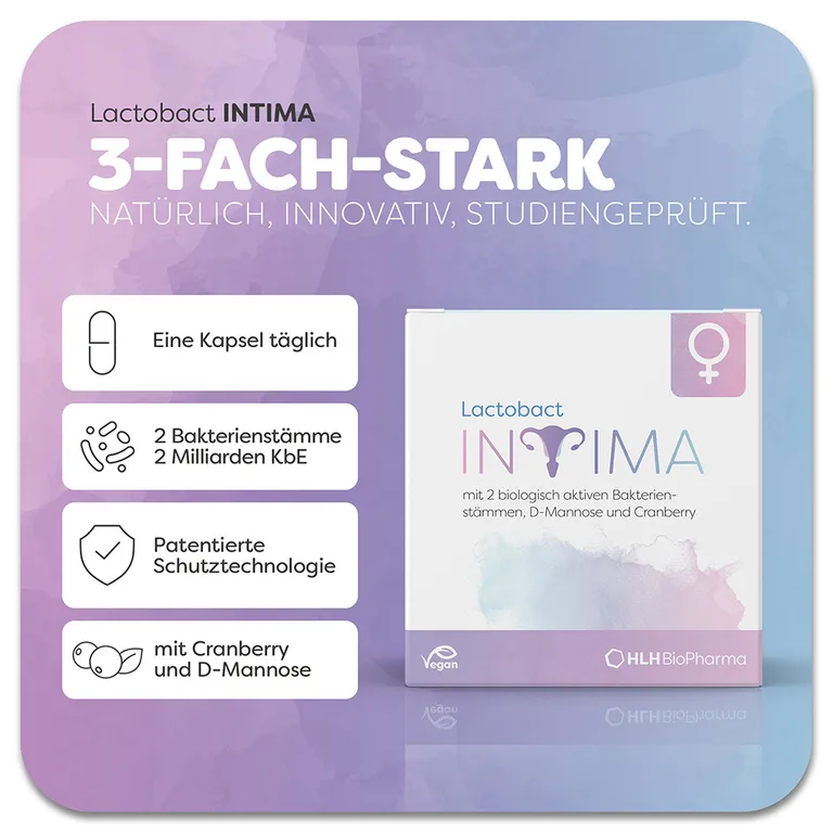 shopapotheke Lactobact INTIMA - Bei Blasenentzündungen und Harnwegsinfekten sowie zur Stärkung der Intimflora. 3-fach stark für die Frau mit Cranberry D-Mannose und Milchsäurebakterien Rabatt