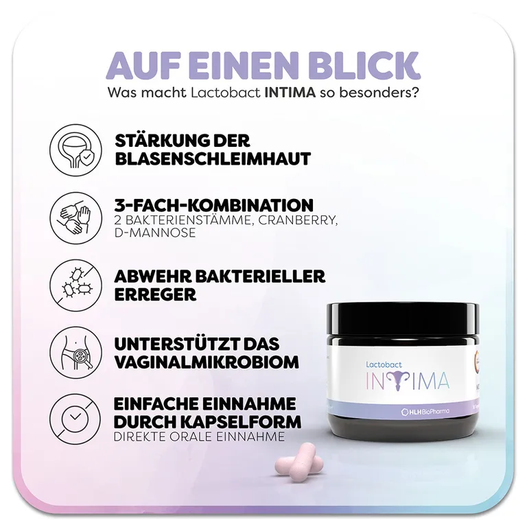 shopapotheke Lactobact INTIMA - Bei Blasenentzündungen und Harnwegsinfekten sowie zur Stärkung der Intimflora. 3-fach stark für die Frau mit Cranberry D-Mannose und Milchsäurebakterien Rabatt