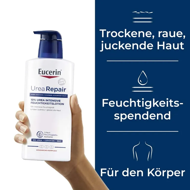 shopapotheke Eucerin® UreaRepair 10% Urea Intensive Feuchtigkeitslotion – Körperlotion für sehr trockene bis extrem trockene Haut - Jetzt 20% sparen mit Code "eucerin20" + Eucerin AtopiControl Hydro-Lotion 20ml GRATIS Begrenztes Angebot
