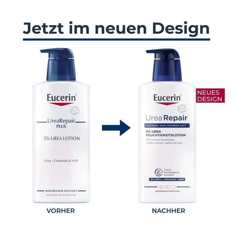 shopapotheke Eucerin® UreaRepair 5% Urea Feuchtigkeitslotion – 48h intensive Pflege für trockene bis sehr trockene Haut - Jetzt 20% sparen mit Code "eucerin20" + Eucerin AtopiControl Hydro-Lotion 20ml GRATIS Top Angebot