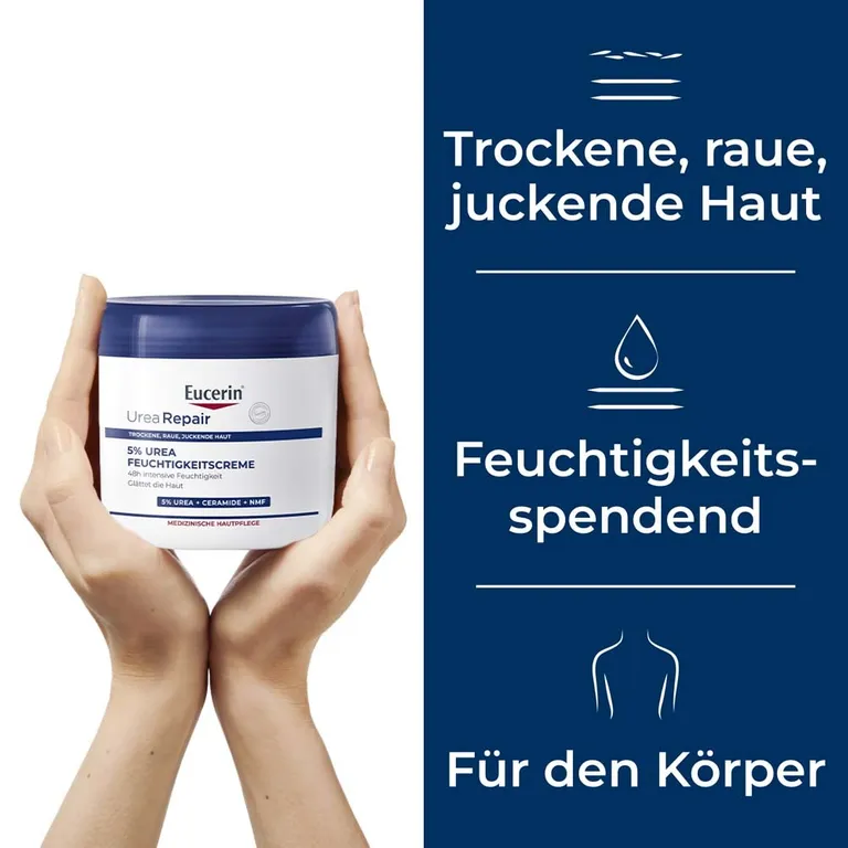 shopapotheke Eucerin® UreaRepair 5% Urea Feuchtigkeitscreme – Pflegecreme für trockene bis sehr trockene Haut - Jetzt 20% sparen mit Code "eucerin20" + Eucerin AtopiControl Hydro-Lotion 20ml GRATIS Zeitlich begrenztes Angebot