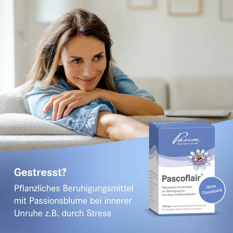 shopapotheke Pascoflair® pflanzliches Beruhigungsmittel mit Passionsblume bei innerer Unruhe z.B. durch Stress Vierteljährliche Förderung