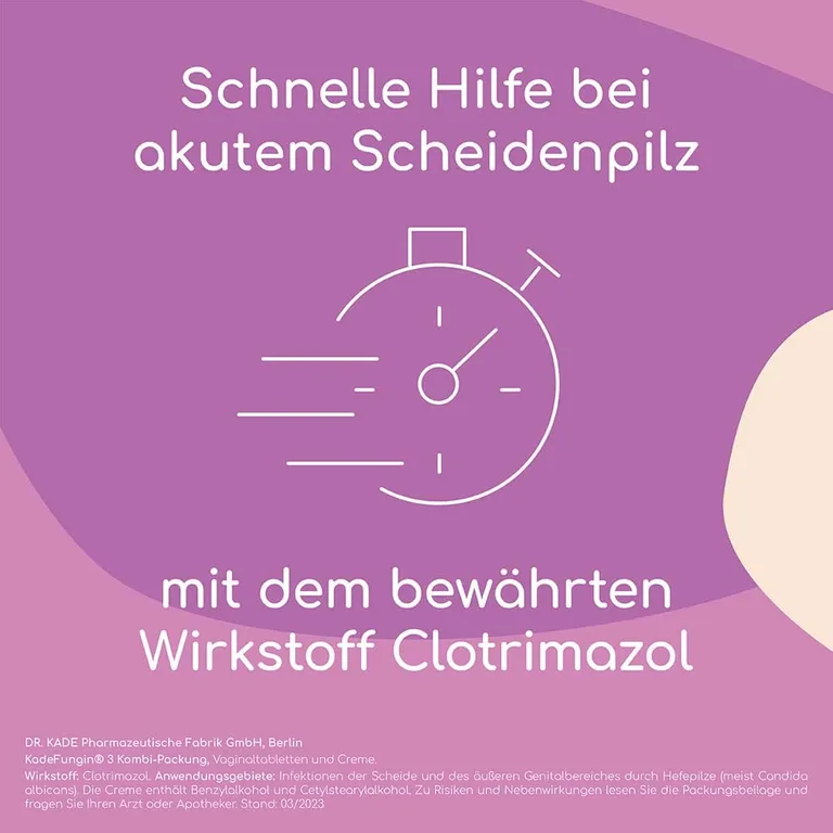 shopapotheke KadeFungin 3 Kombi-Packung - Vaginaltabletten und -creme zur Behandlung von Scheidenpilz in 3 Tagen Outlet