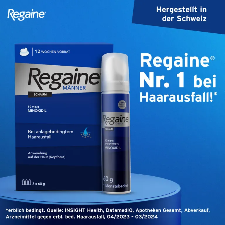 shopapotheke Regaine® Männer Schaum 3 Monats-Vorrat - Jetzt 10% mit dem Code "regaine2025" sparen* Bis zu 60% Rabatt