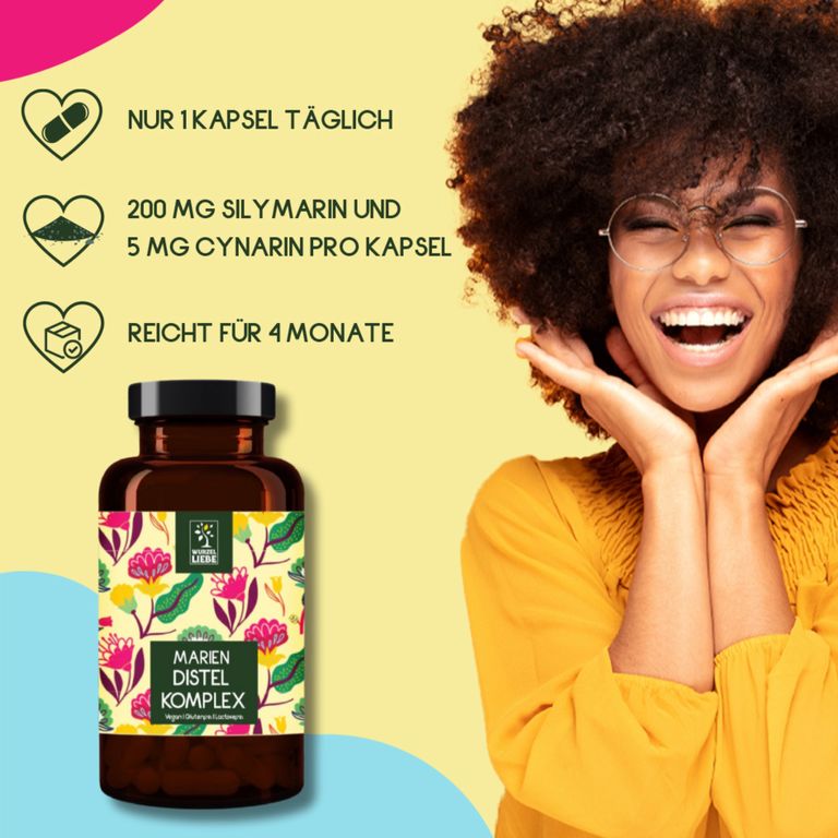 shopapotheke WURZELLIEBE Mariendistel Komplex mit Artischockenextrakt & Löwenzahn mit 80% Silymarin - 120 Kapseln Letzte 2 Tage