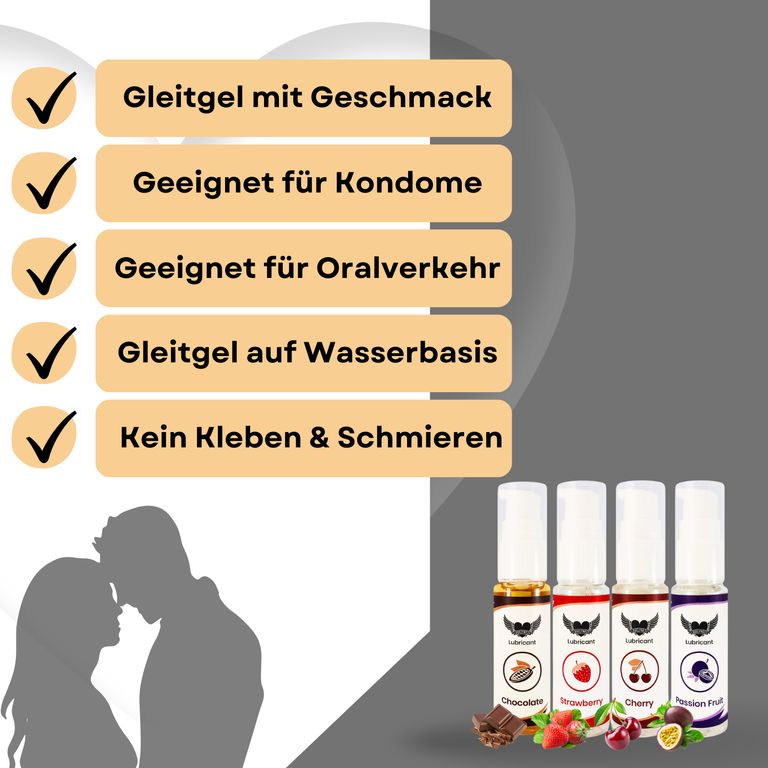 shopapotheke Lovelyness - Gleitgel mit Geschmack Erdbeere Kirsche Schokolade Passionsfrucht im Set 120ml Fabrikladen