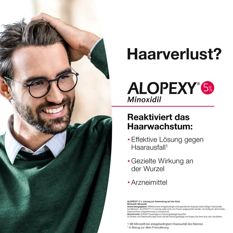 shopapotheke ALOPEXY 5% Lösung zur Anwendung auf der Haut 3X60 ml gegen anlagebedingten Haarausfall Zeitlich begrenztes Angebot