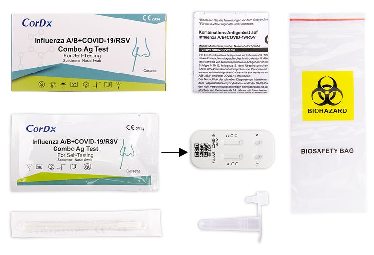 shopapotheke CorDx 4 in 1 Kombi-Test RSV Viren + Corona COVID-19 + Influenza A + B Wochenangebot