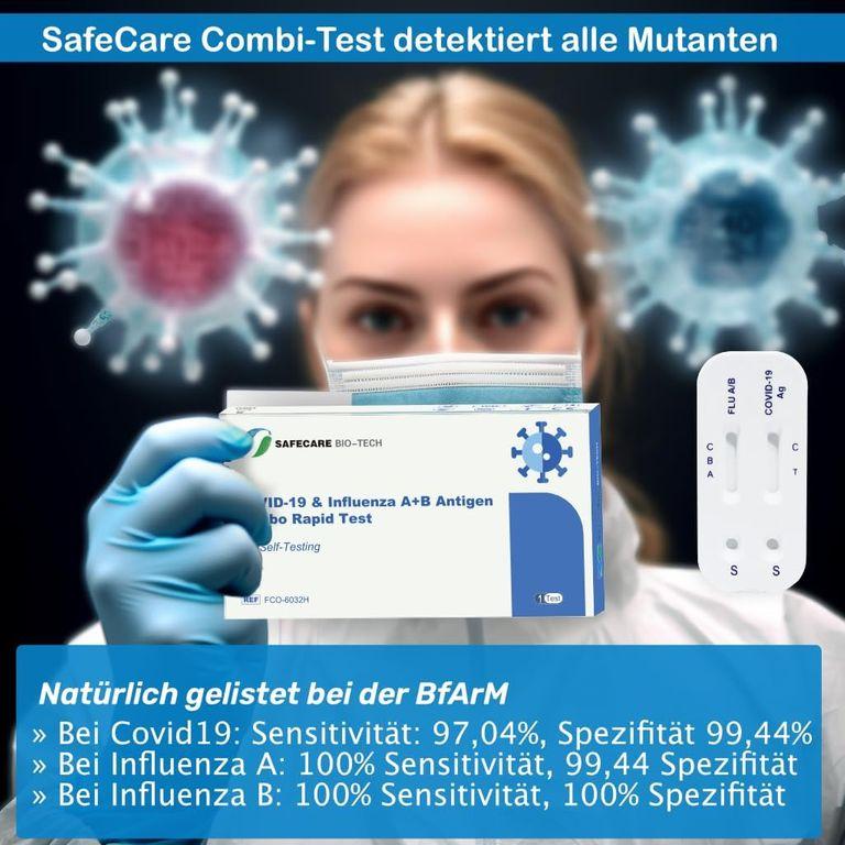 shopapotheke Safecare 3in1 Influenza A+B COVID-19 Antigen Combo Schnelltest + Gratis BLT Desinfektionsmittel Zeitbegrenzte Promotion