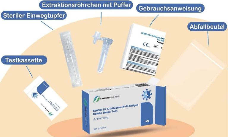 shopapotheke Safecare 3in1 Influenza A+B COVID-19 Antigen Combo Schnelltest + Gratis BLT Desinfektionsmittel Zeitbegrenzte Promotion