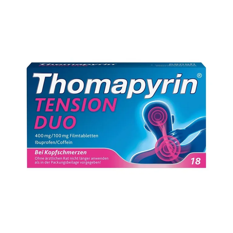 shopapotheke Thomapyrin TENSION DUO bei Kopfschmerzen: Ibuprofen/Coffein