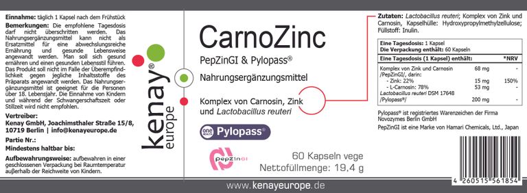 shopapotheke CarnoZinc PepZinGI & Pylopass KENAY® 50% Rabatt mit kostenlosem Versand
