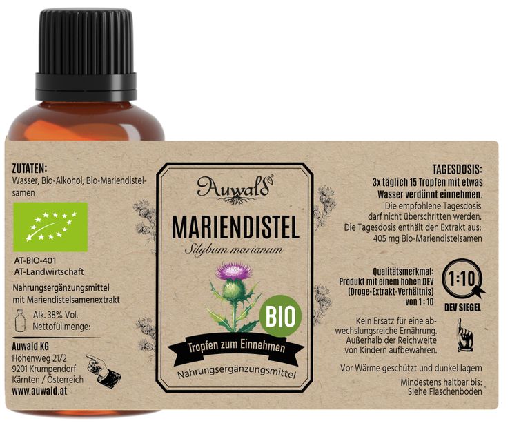 shopapotheke Auwald - Mariendistel Tinktur (Extrakt Tropfen Auszug) Begrenzt auf 3 Tage