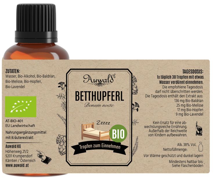 shopapotheke Auwald - Betthupferl Tinktur (Extrakt Tropfen Auszug) Speichern exportieren