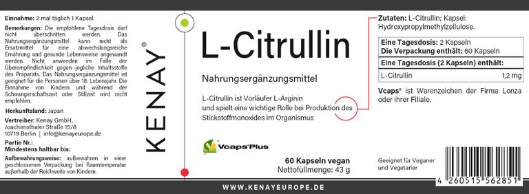 shopapotheke L-Citrullin Aminosäure KENAY® Black Friday Preise