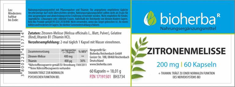 shopapotheke Bioherba Zitronenmelisse Kapseln Günstiger Verkauf