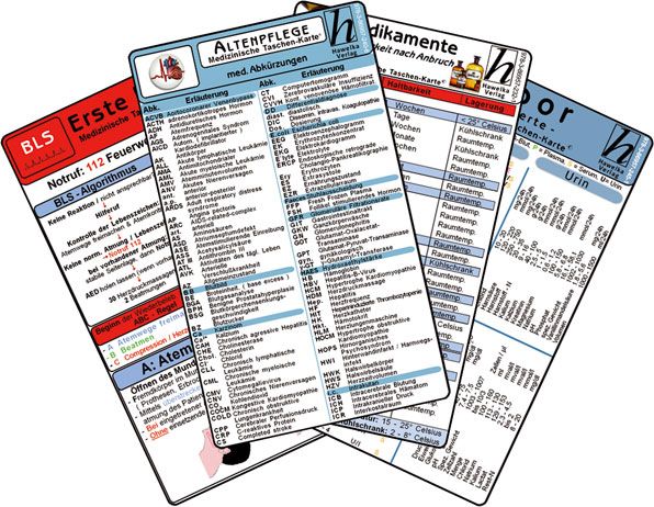shopapotheke Altenpflege Karten-Set - med. Abkürzungen Medikamente - Haltbarkeit nach Anbruch Erste Hilfe