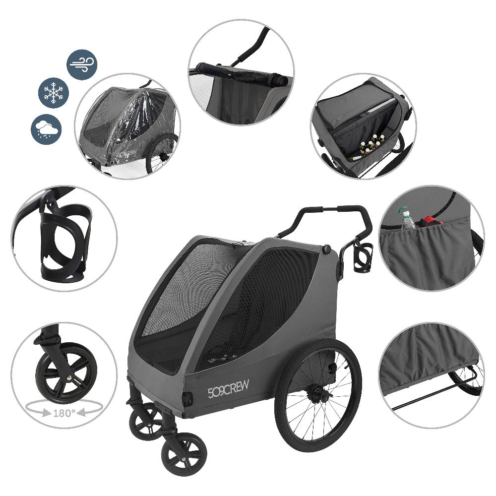 babymarkt Crew Zwillingskinderwagen Trekker II Dark Grey Kostenlose Rückgabe
