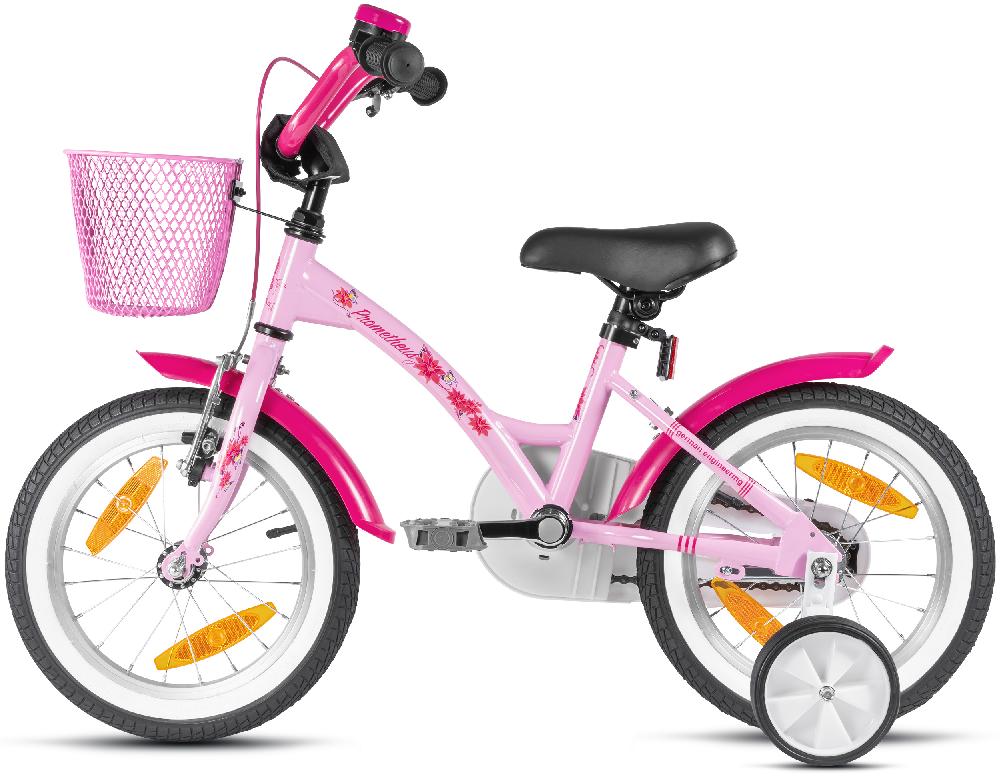 babymarkt Kinderfahrrad 14" mit Stützräder rosa-weiß im Angebot