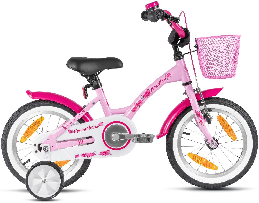 babymarkt Kinderfahrrad 14" mit Stützräder rosa-weiß im Angebot