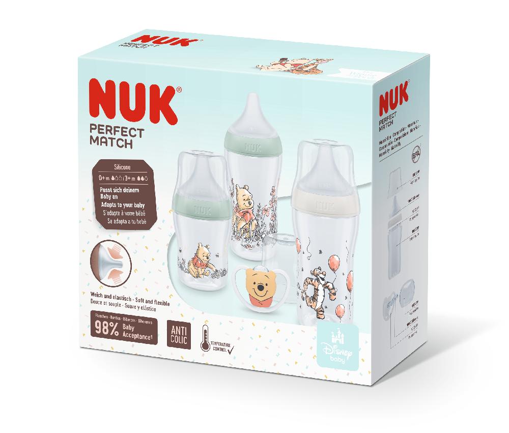 babymarkt Starterset Perfect Match Disney Winnie Pooh Anti-Colic inkl. Schnuller Space 0-6 Monate in beige und mint Exklusivangebot