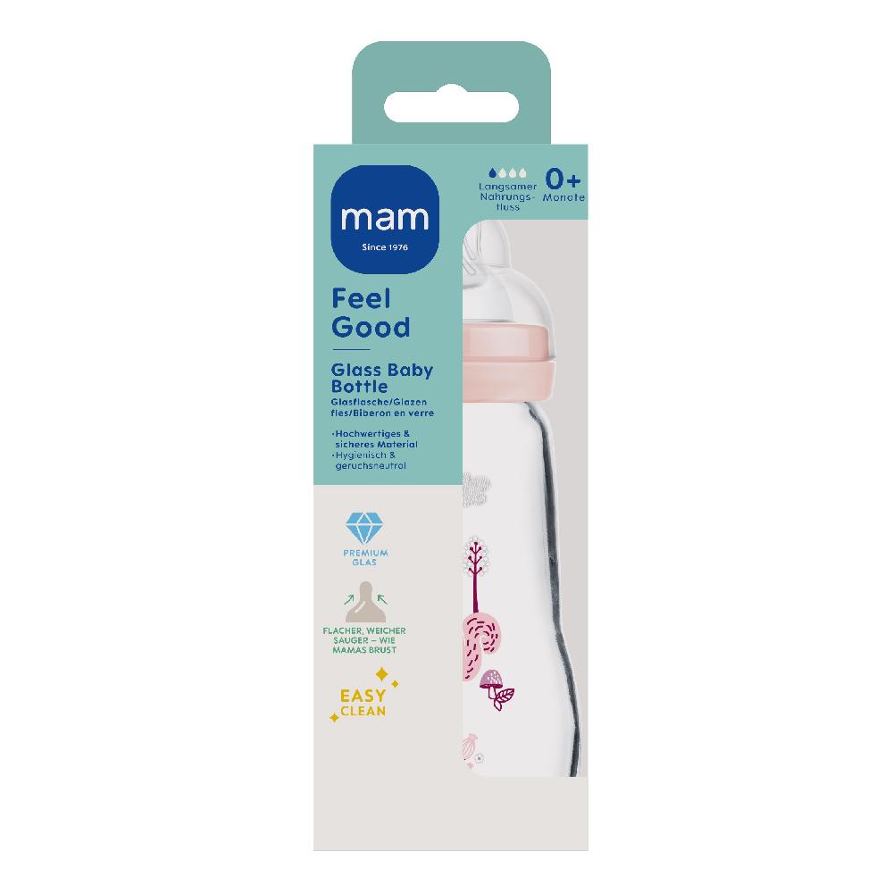 babymarkt Glasflasche Feel Good 260 ml ab 0 Monaten Vogel/Eichhörnchen rosa Begrenzt auf 3 Tage