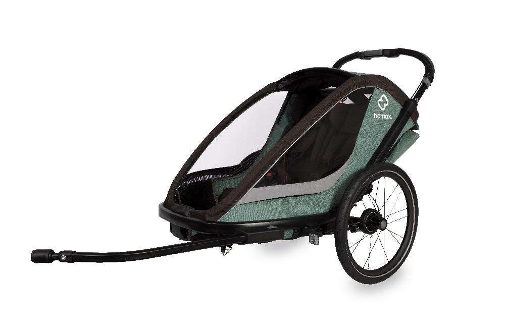 babymarkt Kinderfahrradanhänger Cocoon Zweisitzer green/black inkl. Babysitz für Outback/Avenida und Traveller Versandkostenfrei