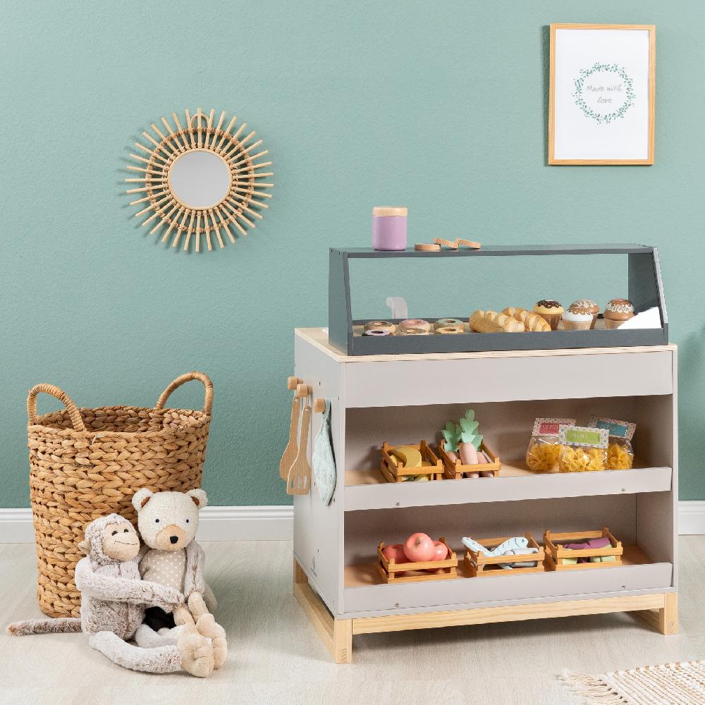 babymarkt Spielküche & Shop Prunus warmgrau/natur Zeitlich begrenztes Angebot