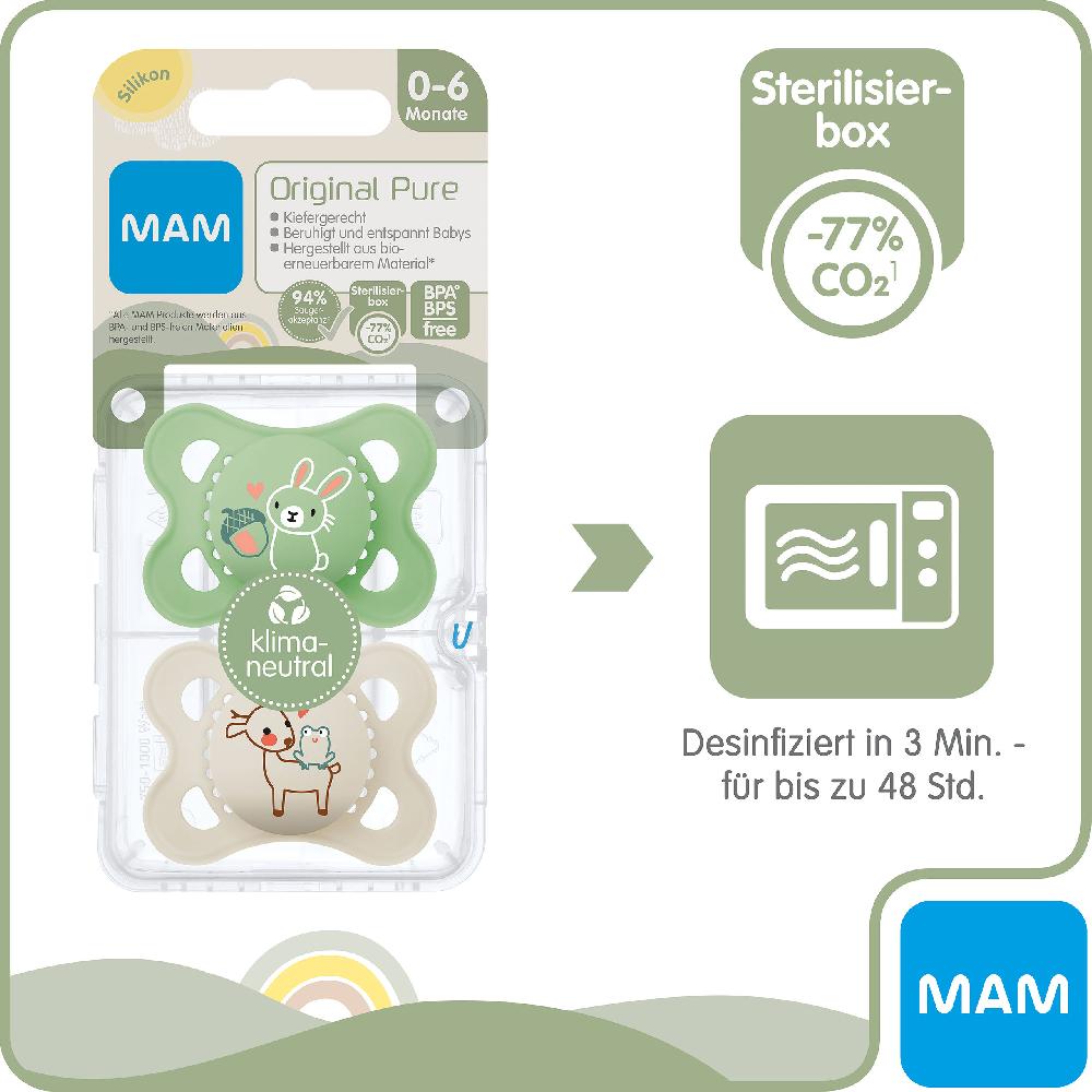 babymarkt Schnuller Original Silikon 2 Stk. Hase/Reh 0-6 Monate 50% Rabatt mit kostenlosem Versand