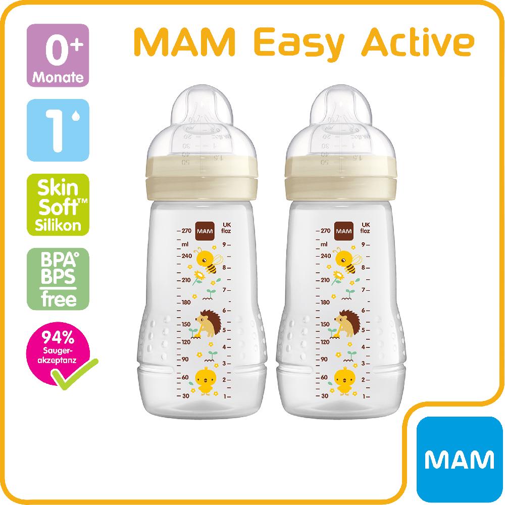 babymarkt Babyflasche Easy Active Größe 1 ab 0+M 270 ml Biene/ Igel im Doppelpack 50% Rabatt für begrenzte Zeit