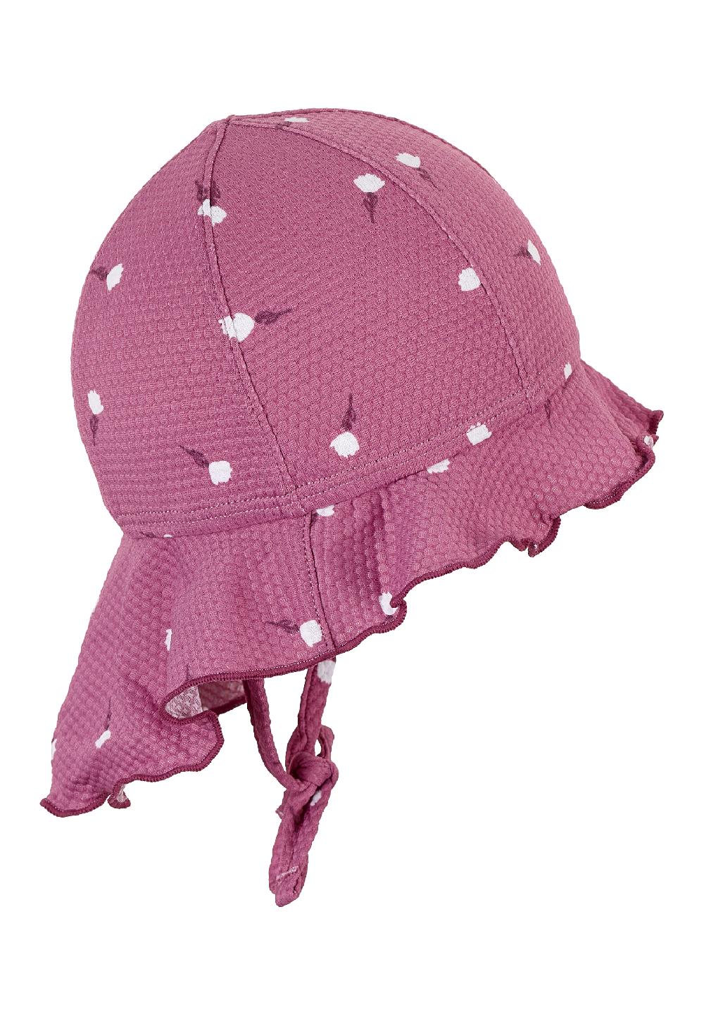 babymarkt Schirmmütze mit Nackenschutz Blumen purpur 50% Rabatt mit kostenlosem Versand