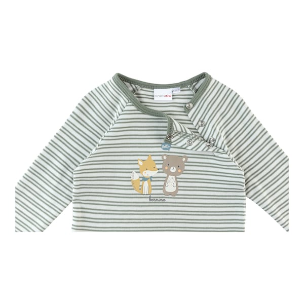 babywalz Bornino - Cute FoxRaglanshirt langarm Ringel Fox Friends grün/offwhite Meist gekauft