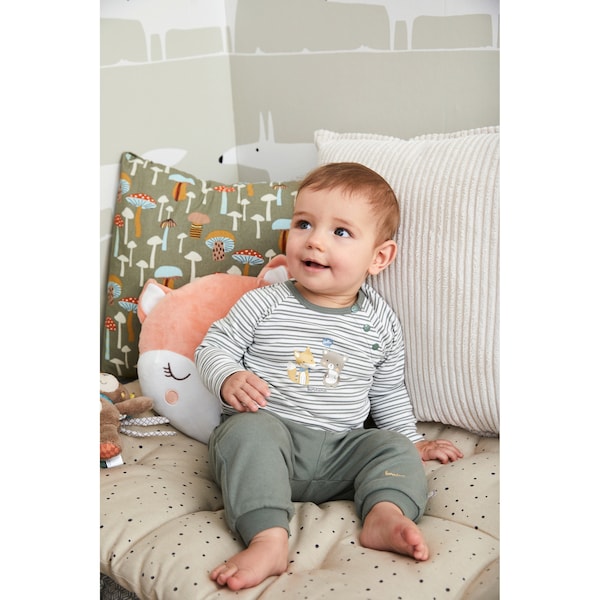 babywalz Bornino - Cute FoxRaglanshirt langarm Ringel Fox Friends grün/offwhite Meist gekauft