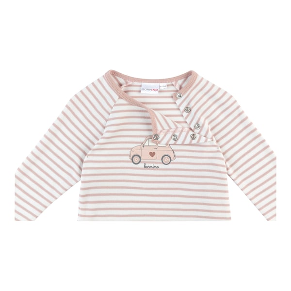 babywalz Bornino - Farm LifeRaglanshirt langarm Ringel Auto rosa/offwhite Fabrik Onlineshop