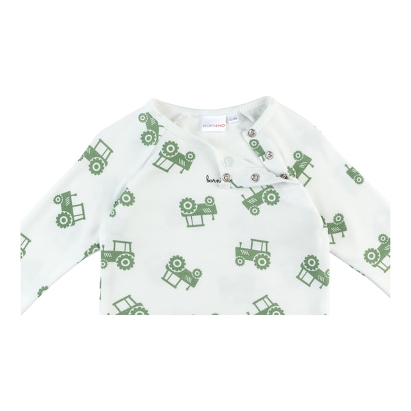 babywalz Bornino - Farm LifeRaglanshirt langarm Traktor offwhite/grün Fabrikpreis