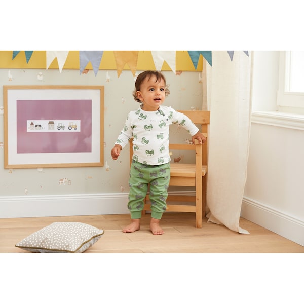 babywalz Bornino - Farm LifeRaglanshirt langarm Traktor offwhite/grün Fabrikpreis