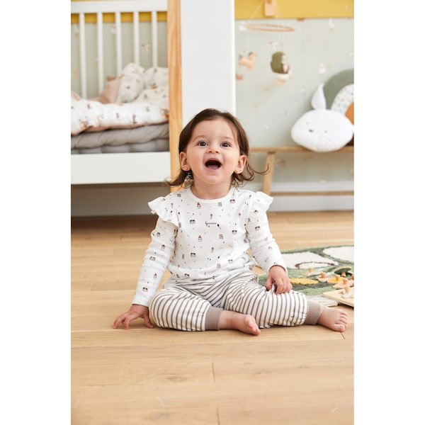 babywalz Bornino - Farm LifeShirt langarm Farm Life Volant offwhite/bunt Versandkostenfrei