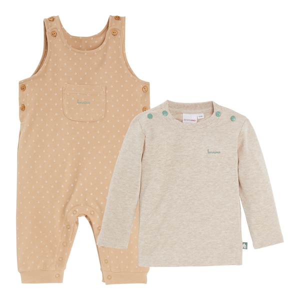 babywalz Bornino - Tiny Houses2-tlg. Set Latzhose und Shirt langarm Haus Online Outlet