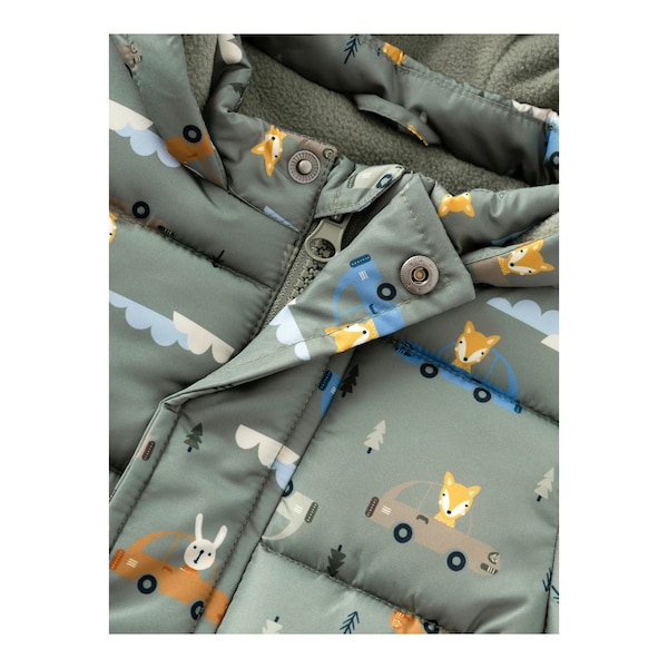 babywalz NAME ITSteppjacke mit Kapuze Tiere Autos grün/bunt Große Rabatte