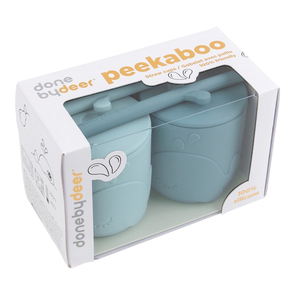babywalz Done by Deer2er-Pack Peekaboo Strohhalmbecher Wally 120ml blau Hotsell