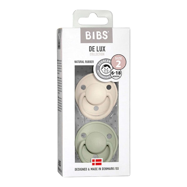 babywalz BIBS2er-Pack De Lux Schnuller Latex 6-18M beige / grün Blitzverkäufe