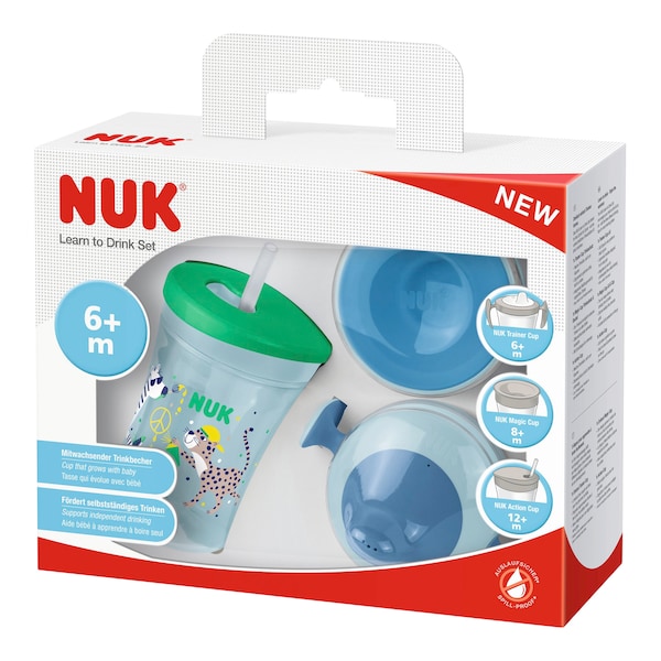 babywalz NUK5-tlg. Trinklernset Action Cup 230ml grün / blau Muttertagsangebot