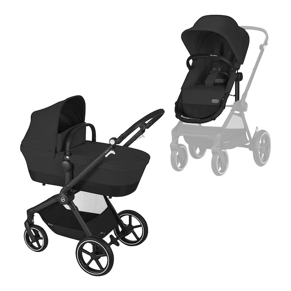 babywalz Cybex - GOLDKombikinderwagen Eos Lux Trio-Set inkl. Babyschale Aton B2 i-Size moon black / volcano black Riesige Ersparnisse