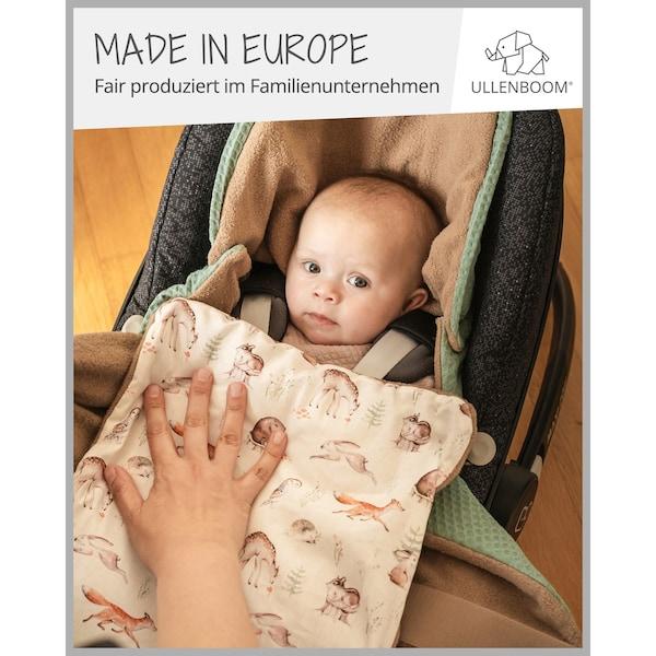 babywalz UllenboomEinschlagdecke Waffelpiqué wattiert beige / grün / Waldfreunde Kostenlose Rückgabe