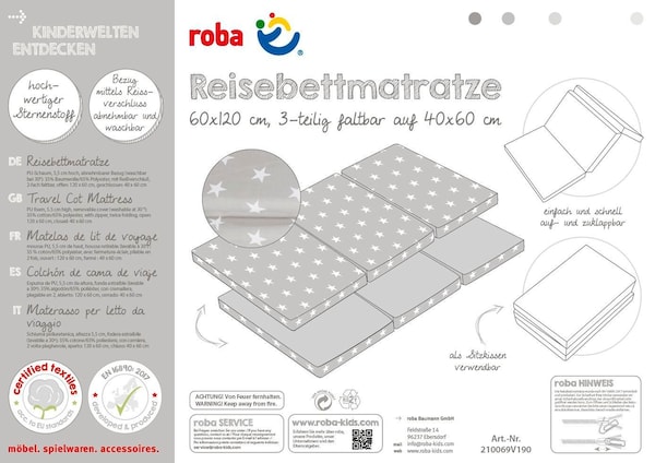 babywalz robaReisebettmatratze 60x120 Little Stars Neueste Stile