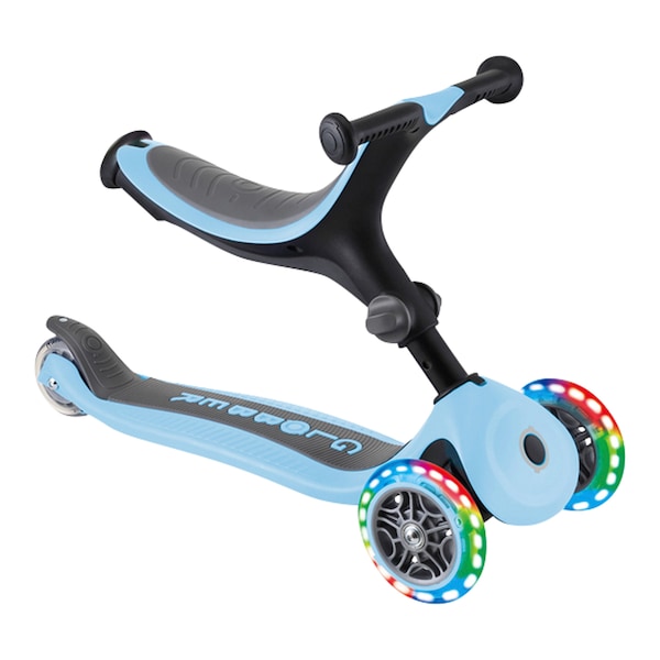 babywalz Globber3in1 Scooter Go-Up mit Leuchtrollen pastellblau Fabrikladen