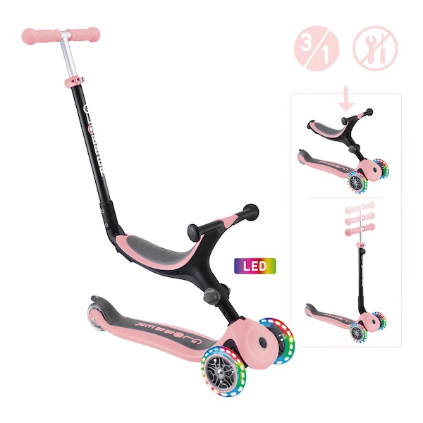 babywalz Globber3in1 Scooter Go-Up mit Leuchtrollen pastellrosa Speichern exportieren